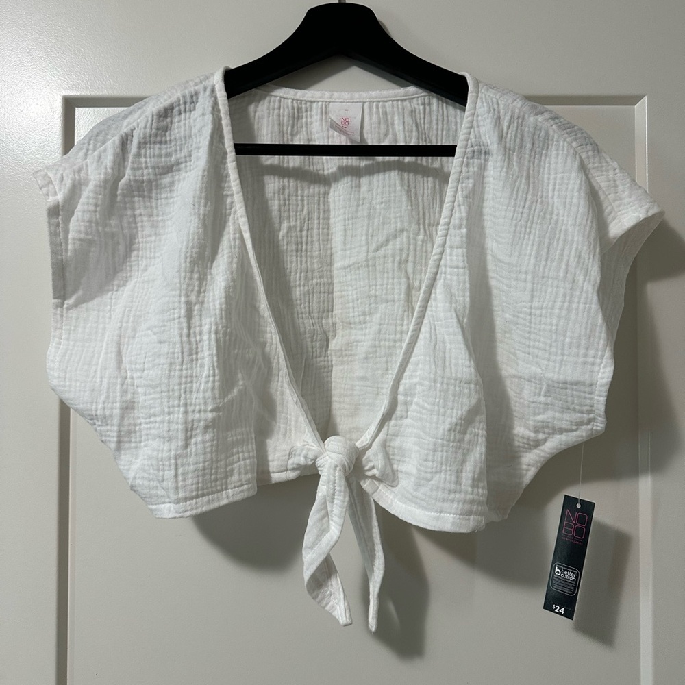 NOBO White Puff Sleeve Crop Blouse​